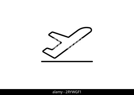 Startsymbol. Flugzeug. Symbol für Abflug, Flughafen. Geeignet für Website-Design, App, Benutzeroberflächen, druckbar usw. Liniensymbolstil. Einfach Stock Vektor