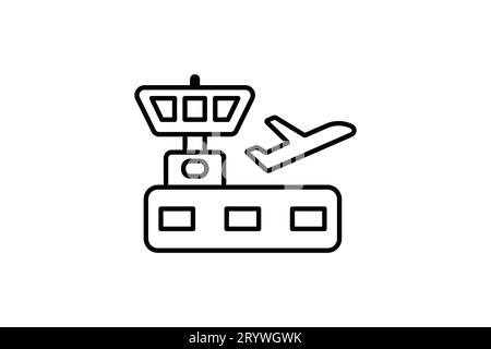 Airport-Symbol. Flugzeug. Symbol für Flughafen. Geeignet für Website-Design, App, Benutzeroberflächen, druckbar usw. Liniensymbolstil. Einfacher Vektor des Stock Vektor