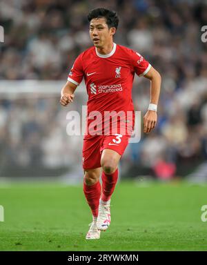 London, Großbritannien. 30. September 2023 - Tottenham Hotspur gegen Liverpool - Premier League - Tottenham Hotspur Stadium. Liverpool's Wataru Endo während des Spiels gegen Tottenham. Bildnachweis: Mark Pain / Alamy Live News Stockfoto