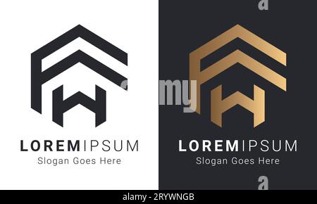 Luxuriöses Initial HF- oder FA-Monogramm-Logo-Design Stock Vektor