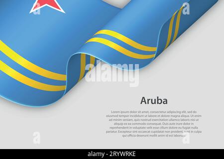 3D-Band mit Nationalflagge Aruba isoliert auf weißem Hintergrund mit Copyspace Stock Vektor