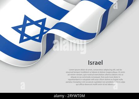 3D-Band mit Nationalflagge Israel isoliert auf weißem Hintergrund mit Copyspace Stock Vektor