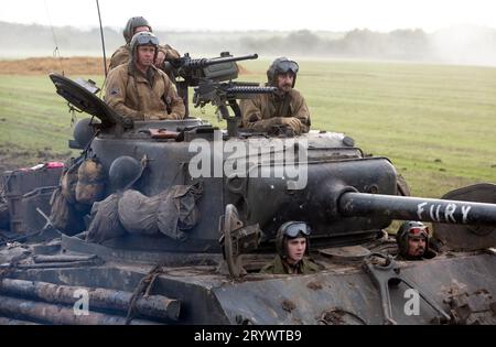 FURY 2014 Sony Pictures veröffentlicht Film mit Brad Pitt oben links Stockfoto