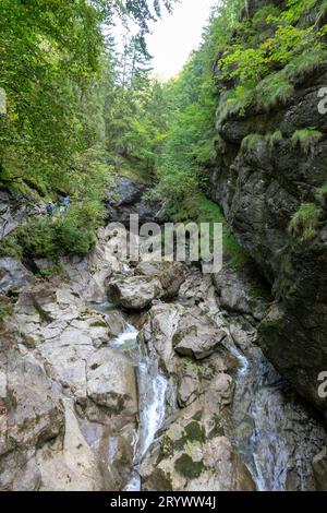 Sonthofen, Deutschland - 17. September 2023: Die Starzlachklamm, eine wunderschöne Schlucht am Fuße des Grunten bei Sonfhofen, Immenstadt im Allgau Stockfoto