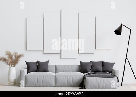 Großes weißes Living room.interior Design Stockfoto