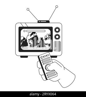 Park Landschaft auf 1970s tv schwarz-weiß 2D-Illustrationskonzept Stock Vektor