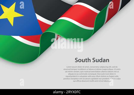 3D-Band mit Nationalflagge Südsudan isoliert auf weißem Hintergrund mit Copyspace Stock Vektor