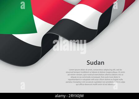 3D-Band mit Nationalflagge Sudan isoliert auf weißem Hintergrund mit Copyspace Stock Vektor