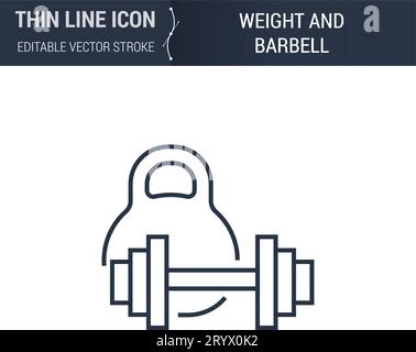 Symbol des Gewichts und Symbol für Sport und Fitness. Piktogrammgrafik für Konturen, geeignet für Infografiken. Editierbare Vektorkontur. Premium Stock Vektor