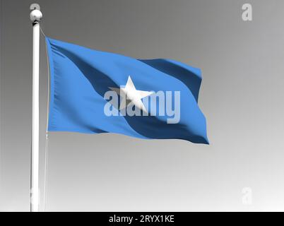 Somalia Nationalflagge isoliert winkend auf grauem Hintergrund Stockfoto