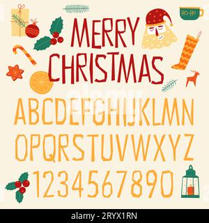Schriftart Weihnachten und Neujahr Stock Vektor