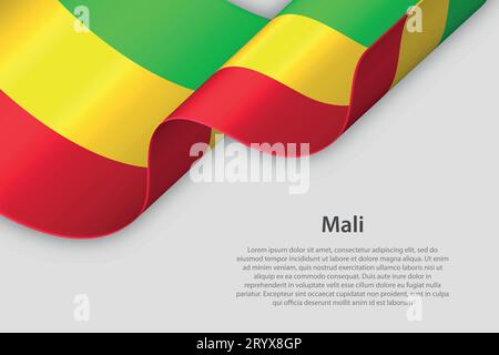 3D-Band mit Nationalflagge Mali isoliert auf weißem Hintergrund mit Copyspace Stock Vektor