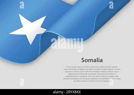 3D-Band mit Nationalflagge Somalia isoliert auf weißem Hintergrund mit Copyspace Stock Vektor