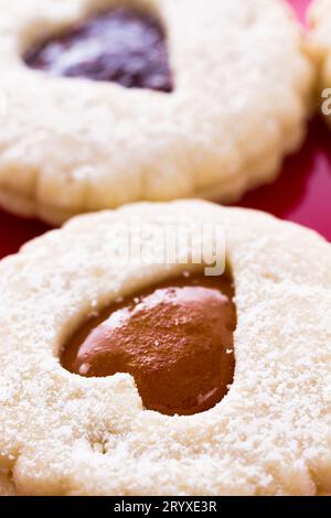 Linzer Torte Cookies Stockfoto