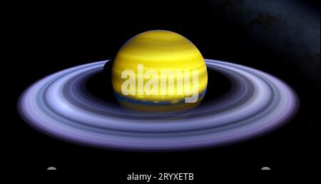 Planet HAT-P-44 c ist ein cooler Superjupiter-Exoplanet mit einem Ringsystem, das die Sonne HAT-P-44 umkreist. Erkennungsdatum - 2014. Stockfoto