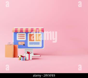 Online-Shopping auf der Webseite .3d-Rendering. Stockfoto