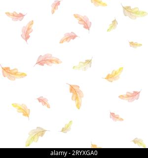 Aquarellblätter, Herbstmuster, Nahtlose Aquarellmuster, Waldmuster Illustrationen Stockfoto