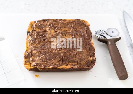 Hausgemachte Schokolade Erdnussbutter-Fudge Stockfoto