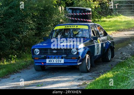 Ceredigion, Wales - 02. September 2023 Rali Ceredigion: Sicherheitsfahrzeug vor dem Rennen auf der SS1 Borth 1 Wales, UK Stockfoto