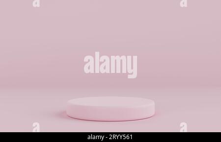 Minimalistisches Podium in Pastelltönen mit Hintergrundwand. Abstract und Objekt für Werbekonzept. 3D Darstellung von Illustrationen Stockfoto