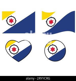 Bonaire-Flaggensymbol. Schwenkende Flagge von Eswatini. Herz-Eswatini-Flagge. Runde Eswatini-Flagge. Flacher STYLE. Stockfoto
