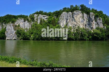 Donauschlucht bei Weltenburg im niederbayerischen Landkreis Kelheim, Bayern, Deutschland; Stockfoto