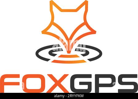 Minimalistisches Fox GPS Line Art Animals-Logo Stock Vektor