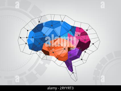 Hintergrund der Gehirntechnologie es ist eine intelligente Computertechnologie, die so wirkt, wie das menschliche Gehirn eine moderne Innovation ist Stock Vektor