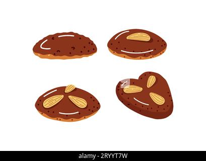 Set von Vektor-lebkuchen deutsche traditionelle Kekse für Winter, Adventszeit Stock Vektor