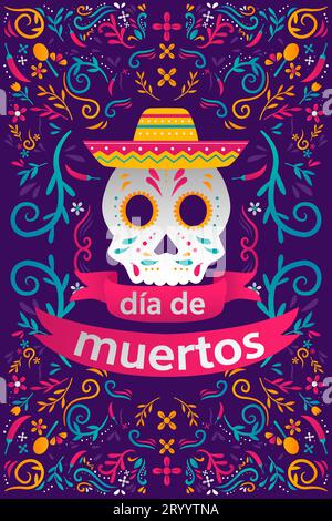 Vektor-DIA de muertos vertikales Banner-Illustrationsdesign Stock Vektor