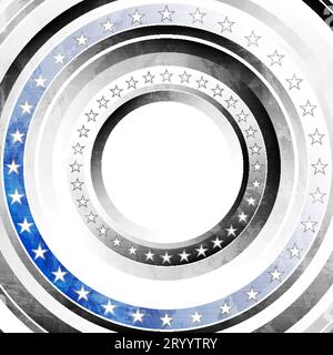 Grunge Runde schwarz-weiße Concept USA Flagge mit blauem Streifen. Amerikanische Polizei Zeichen Vektor abstrakter Hintergrund Stock Vektor