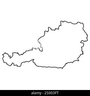 Umrisskarte von Österreich, europäisches Land Österreich Grenze Stock Vektor