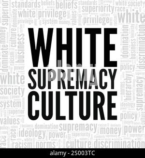 White Supremacy Culture Wortwolke konzeptionelles Design isoliert auf weißem Hintergrund. Stock Vektor