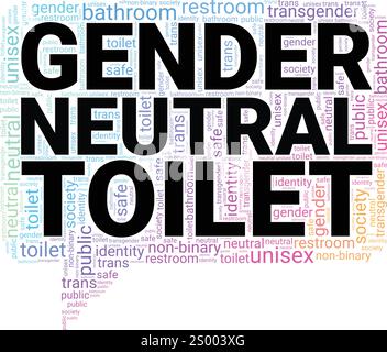 Geschlechtsneutrale Toilettenwortwolke konzeptuelles Design isoliert auf weißem Hintergrund. Stock Vektor