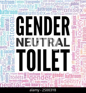 Geschlechtsneutrale Toilettenwortwolke konzeptuelles Design isoliert auf weißem Hintergrund. Stock Vektor