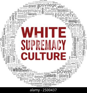 White Supremacy Culture Wortwolke konzeptionelles Design isoliert auf weißem Hintergrund. Stock Vektor