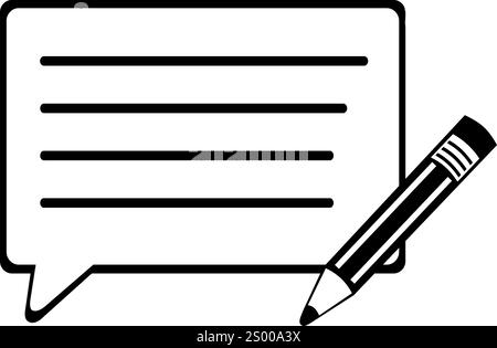 Vektor-Illustration Zeichensymbol Chat Sprachblase Laden und Schreiben von Nachrichtentext, Skizzenzeichnung in Schwarzweiß Stock Vektor