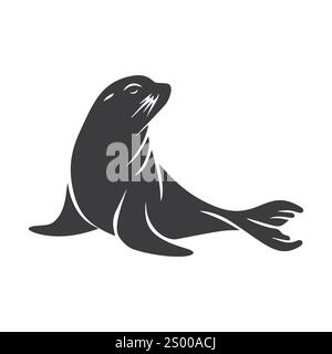 Schwarze Silhouettenvektor-Illustration einer Dichtung Stock Vektor