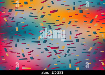 Fallendes Konfetti auf verschwommenem abstraktem Hintergrund, Retro-Neon-Vektor-Illustration. Holografisches trendiges Grafikdesign für Grußkartenbanner Stock Vektor