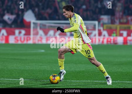 Italien. Dezember 2024. Kenan Yildiz vom Juventus FC wurde 2024/25 während des Fußballspiels der Serie A zwischen AC Monza und Juventus FC im U-Power Stadium gezeigt Stockfoto