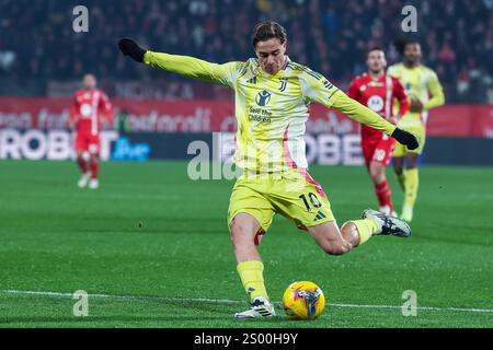 Italien. Dezember 2024. Kenan Yildiz vom Juventus FC wurde 2024/25 während des Fußballspiels der Serie A zwischen AC Monza und Juventus FC im U-Power Stadium gezeigt Stockfoto