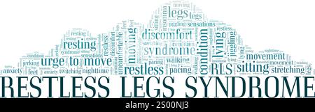 Restless Legs Syndrom RLS Wortwolke konzeptionelles Design isoliert auf weißem Hintergrund. Stock Vektor