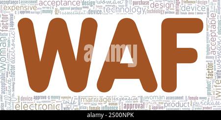 Ehefrau Acceptance Factor WAF Word Cloud Konzeptdesign isoliert auf weißem Hintergrund. Stock Vektor