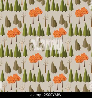 Nahtloses Muster verschiedener Herbstbäume Stock Vektor