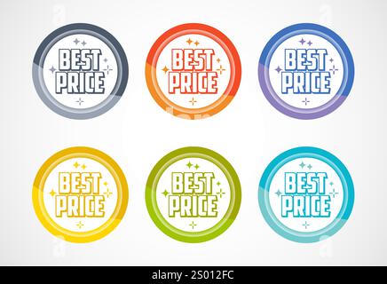 Bestpreis-Werbeaufkleber, Verkaufsanhänger und Bannersymbole Stock Vektor