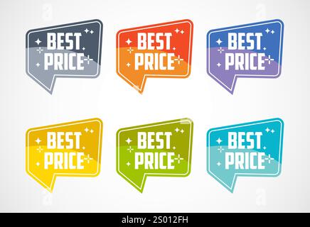 Bestpreis-Werbeaufkleber, Verkaufsanhänger und Bannersymbole Stock Vektor