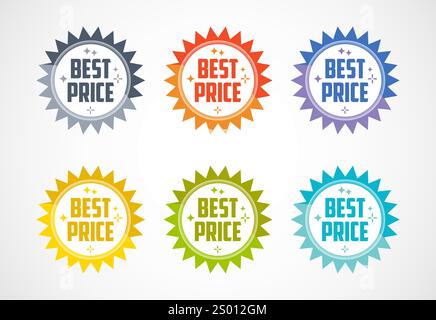 Bestpreis-Werbeaufkleber, Verkaufsanhänger und Bannersymbole Stock Vektor