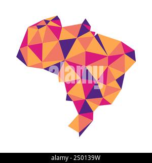 Karte mit niedrigem Poly für Brasilien. Geometrische Karte einfacher, abstrakter Tech-Stil. Stock Vektor