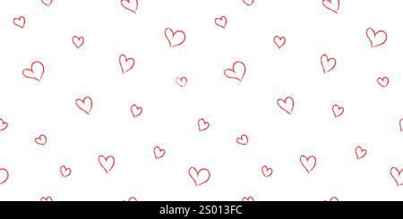 Nahtloser Vektor des Herzmusters. Geschenkpapier zum Valentinstag mit niedlichen handgezeichneten Herzen. Stock Vektor