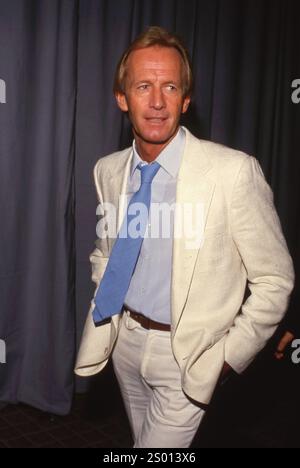 Paul Hogan ist gestorben. Paul Hogan bei der ShoWest Convention am 12. Februar 1987 im Bally's Hotel and Casino in Las Vegas, Nevada Stockfoto